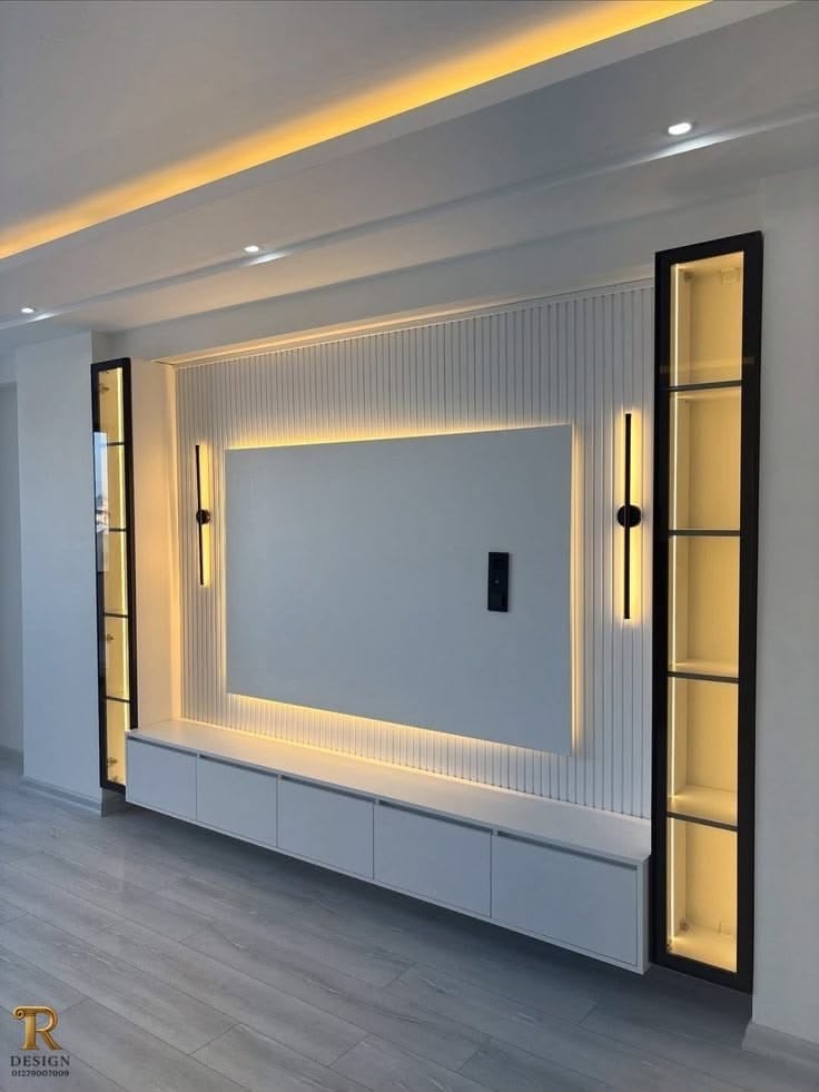 Modern TV Wall Unit (White Panel Design)